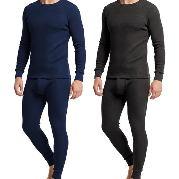 Men's Waffle Thermal Set Classic Base Layer Cotton Blend Long John Underwear